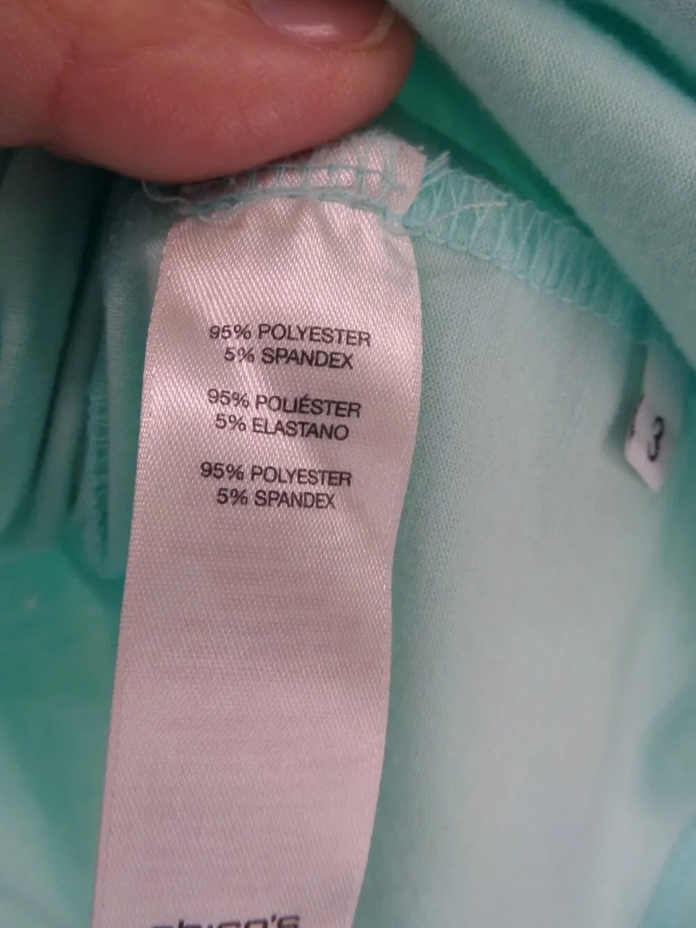 Chico's Zenergy Woman's 3/4 Sleeve Aqua n Purple Print Top Size 3 US XL - Picture 5 of 7